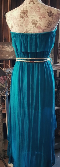 SOLD-Annabelle Turquoise Strapless Summer Dress - Picture 3 of 4